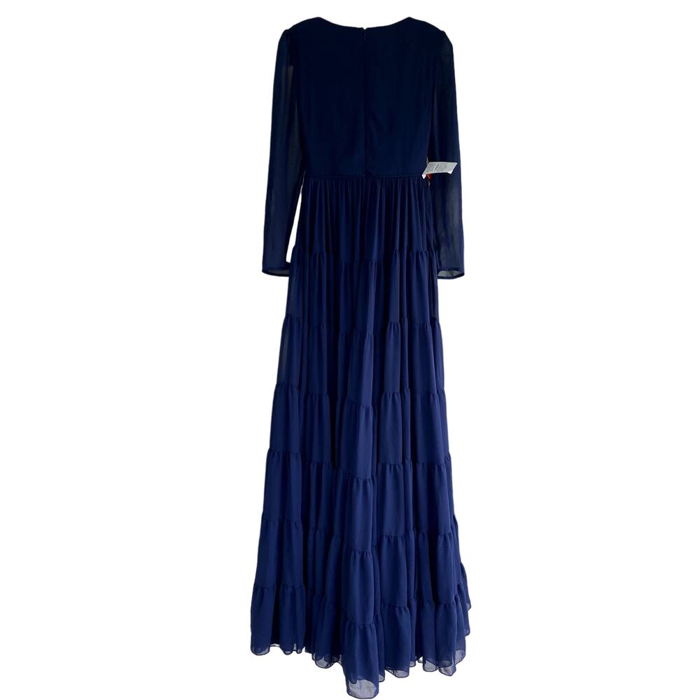 Mac Duggal 55311 Long Sleeve Ruffle Tiered Evening Gown 4 A Line - Picture 6 of 7